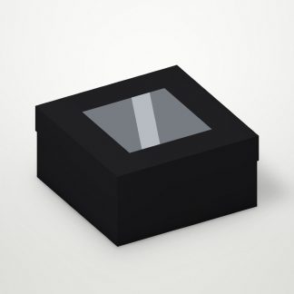 Коробка картонная для капкейков 160х160х100мм для 4 шт. С окном, самосборная цвет Черный (х100)