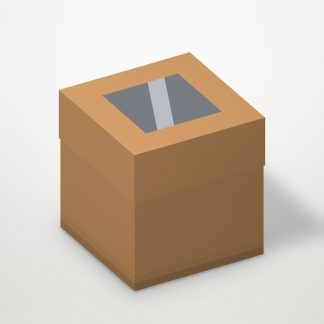 Коробка картонная серия "Fupeco WinCupcakeBox" Стандарт для кулича на 1шт. с прозрачным окном, из бур/бел крафт картона. Размер 100*100*110 мм.
